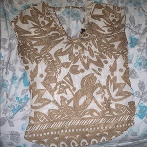 The Limited Tan and White Top